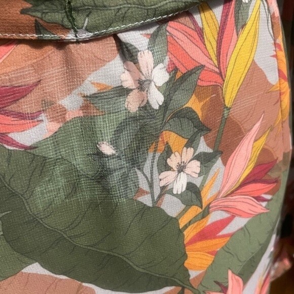 BADGLEY Mischka Multi Floral Ruffle Midi Faux Wrap Dress. - Picture 13 of 15